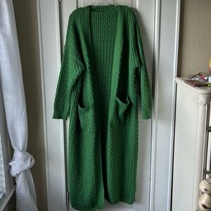 Green Knit Oversized Cardigan
